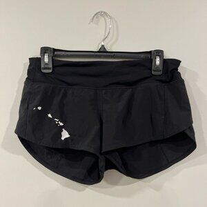 RARE Lululemon Hawaiian Islands Black Speed Up Shorts Size 6